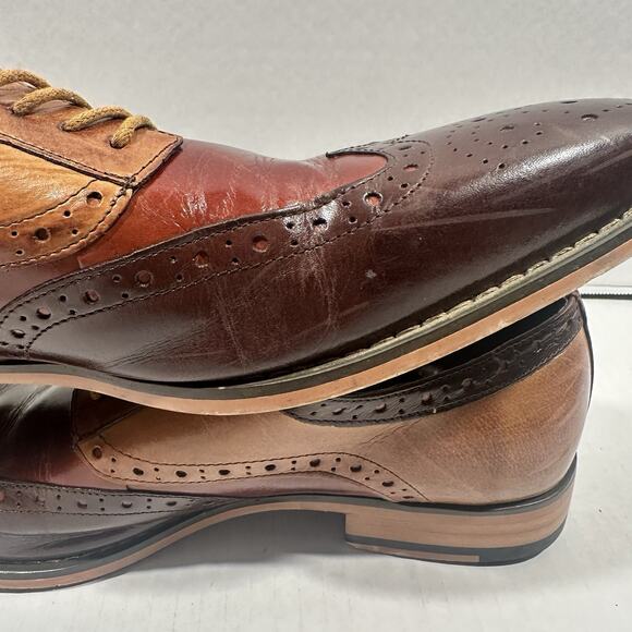 Stacy Adams Men's Wingtip Oxford Dress Shoes 8.5M 2-Tone Leather Brogue - Picture 15 of 16